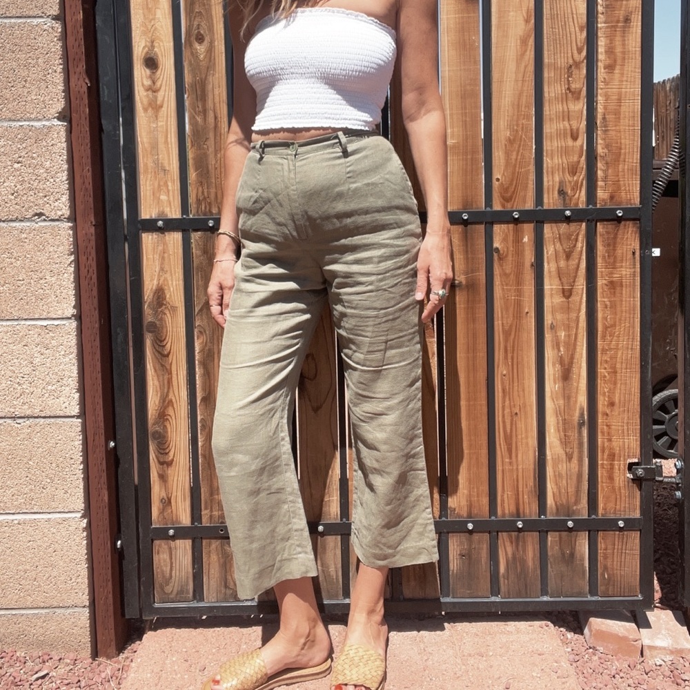 Green Linen Pants